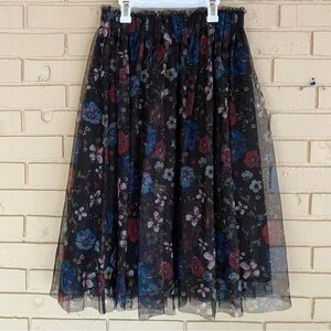 DIsney Snow White Dark floral Tulle Layered Whimsygoth Fairy Grunge Midi Skirt S